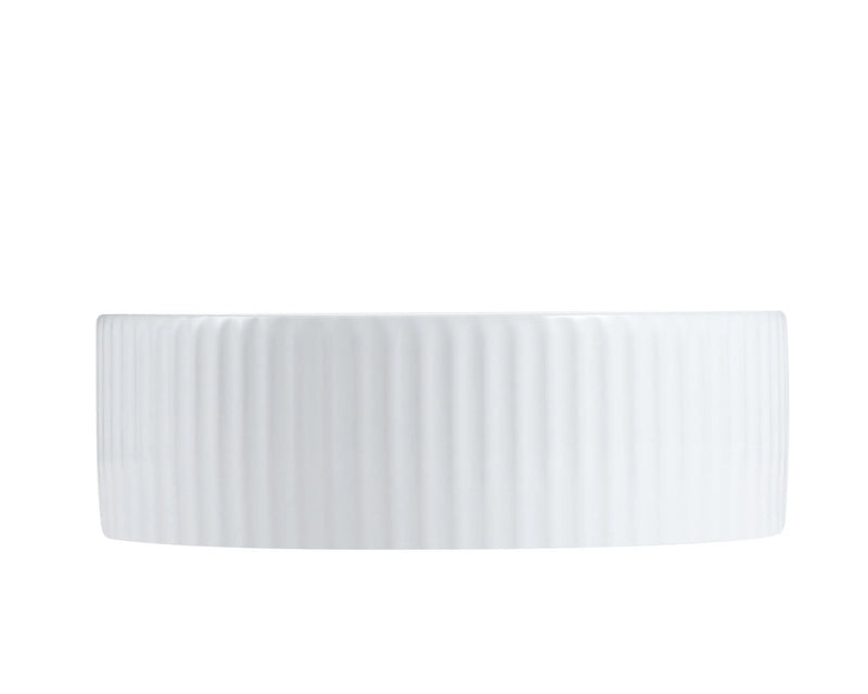 Cora 36 Counter-Top Fluted Round Basin- Gloss White mercioaustralia