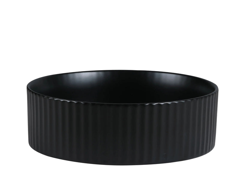 Cora 36 Counter-Top Fluted Round Basin- Matt Black mercioaustralia