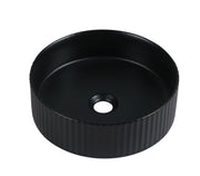 Cora 36 Counter-Top Fluted Round Basin- Matt Black mercioaustralia