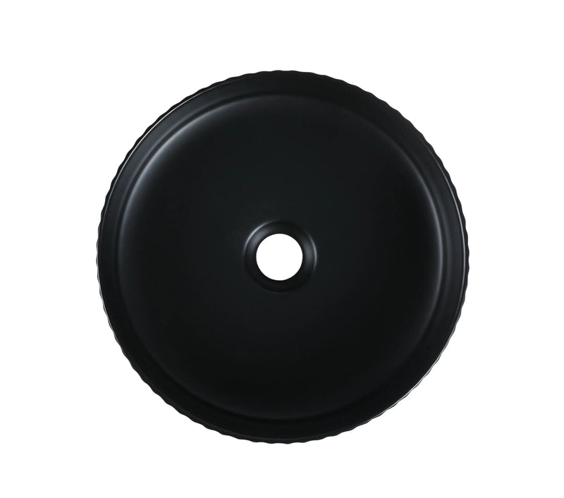Cora 36 Counter-Top Fluted Round Basin- Matt Black mercioaustralia
