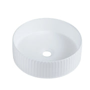 Cora 36 Counter-Top Fluted Round Basin- Matt White mercioaustralia