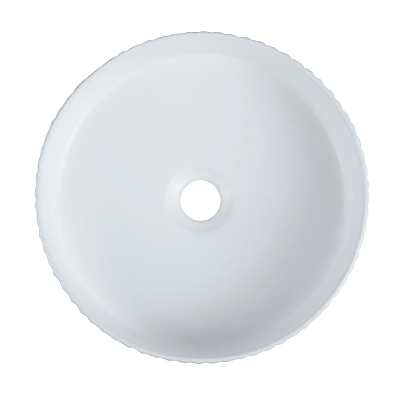 Cora 36 Counter-Top Fluted Round Basin- Matt White mercioaustralia