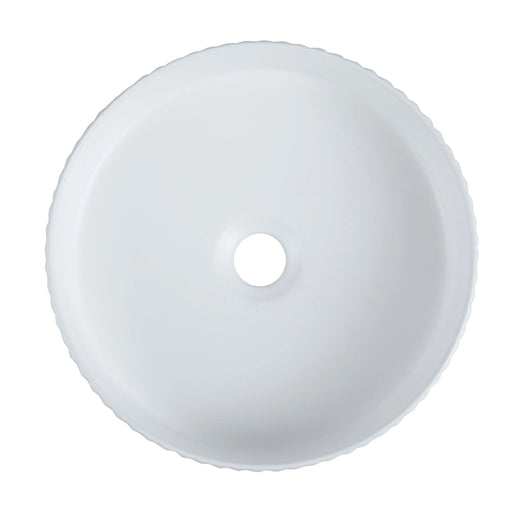 Cora 36 Counter-Top Fluted Round Basin- Matt White mercioaustralia