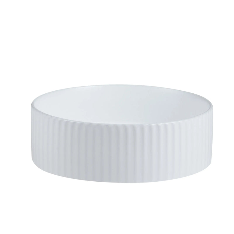 Cora 36 Counter-Top Fluted Round Basin- Matt White mercioaustralia