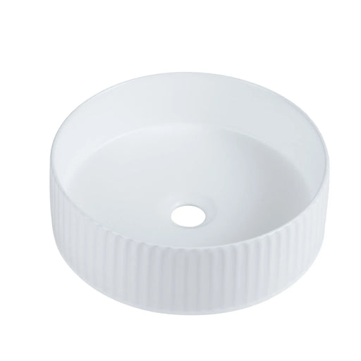 Cora 36 Counter-Top Fluted Round Basin- Matt White mercioaustralia