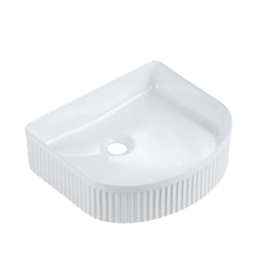 Cora 40 Counter-Top Fluted Arch Basin - Gloss White mercioaustralia