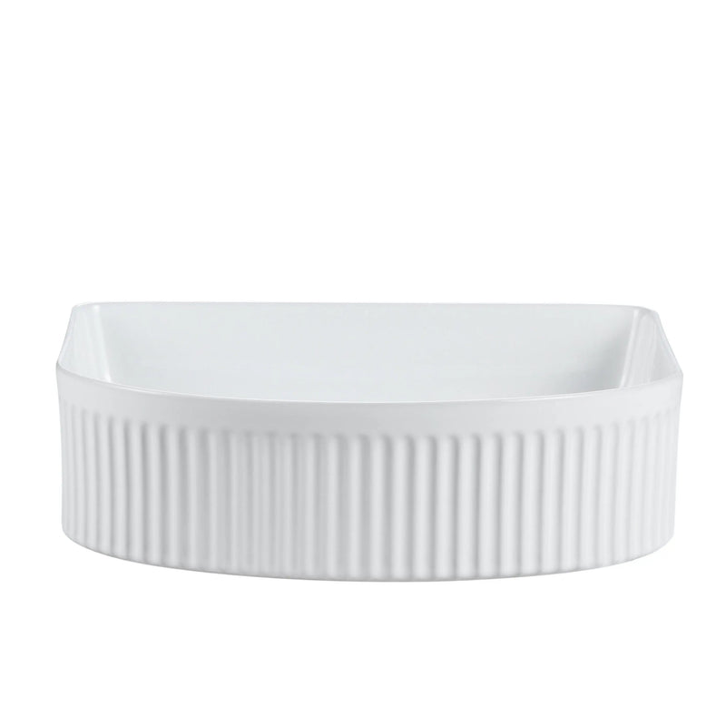 Cora 40 Counter-Top Fluted Arch Basin - Gloss White mercioaustralia