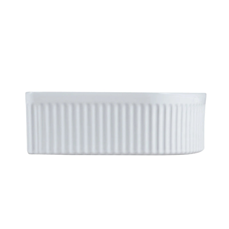 Cora 40 Counter-Top Fluted Arch Basin - Gloss White mercioaustralia