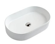 Cora 58 Counter-Top Fluted Oval Basin - Gloss White mercioaustralia