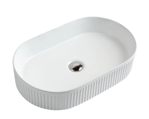 Cora 58 Counter-Top Fluted Oval Basin - Gloss White mercioaustralia