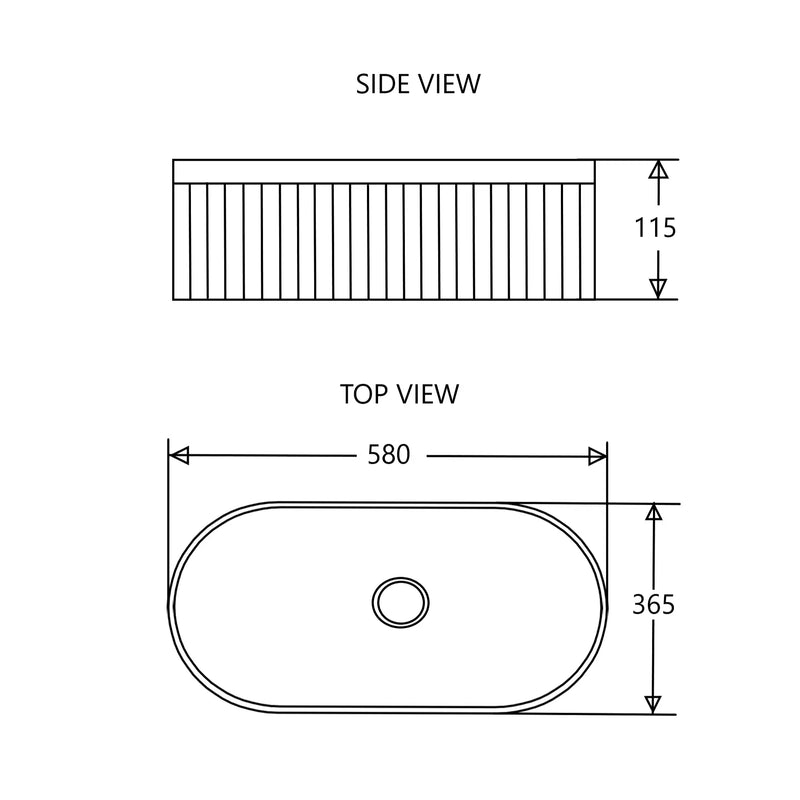Cora 58 Counter-Top Fluted Oval Basin - Matt White mercioaustralia