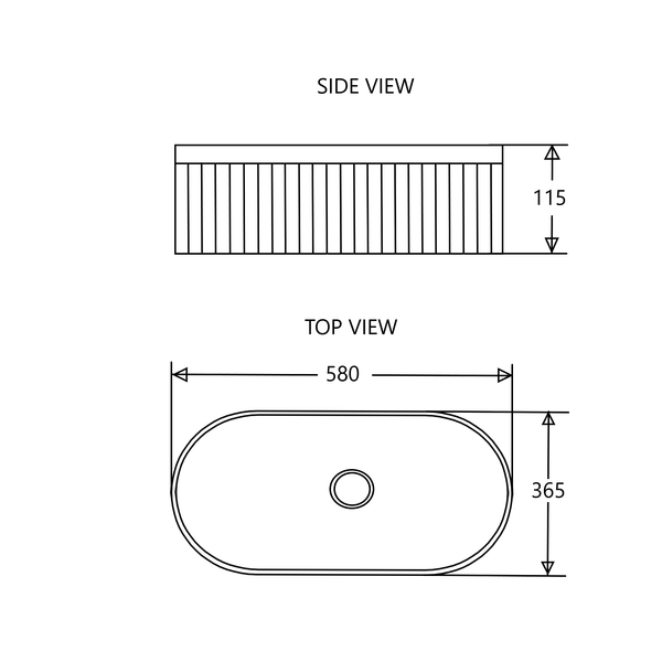 Cora Above Counter Fluted Pill Basin Gloss White/Matt White 580 x 360 x 115mm