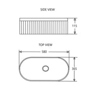 Cora 58 Counter-Top Fluted Oval Basin - Gloss White mercioaustralia