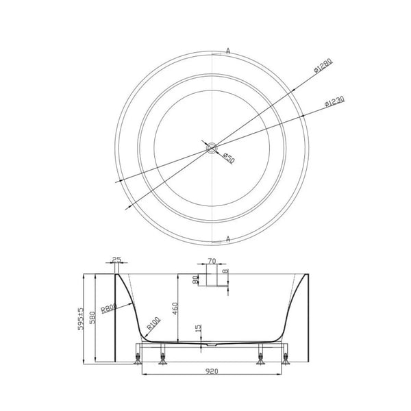 COMO FREESTANDING BATHTUB GLOSS WHITE 1280MM