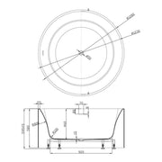 Como Groove Round Freestanding Bathtub Gloss White 1280mm NO Overflow - FIL Kitchen Bathroom