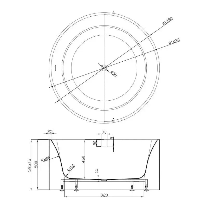 COMO FREESTANDING BATHTUB MATTE WHITE OVERFLOW 1280MM CETO