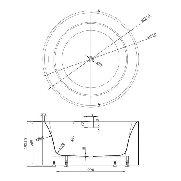 COMO FREESTANDING BATHTUB MATTE WHITE OVERFLOW 1280MM