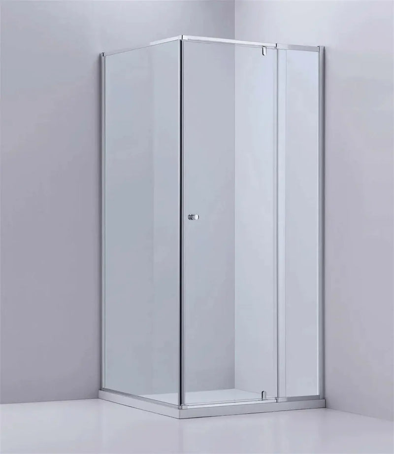 SEMI-FRAMELES SHOWER SCREEN PIVOTAL DOOR CHROME/BLACK FIL Kitchen Bathroom