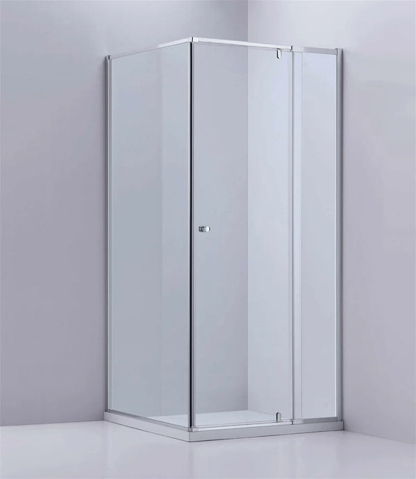 SEMI-FRAMELES SHOWER SCREEN PIVOTAL DOOR CHROME/BLACK