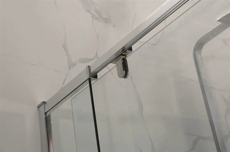 SEMI-FRAMELES SHOWER SCREEN PIVOTAL DOOR CHROME/BLACK FIL Kitchen Bathroom