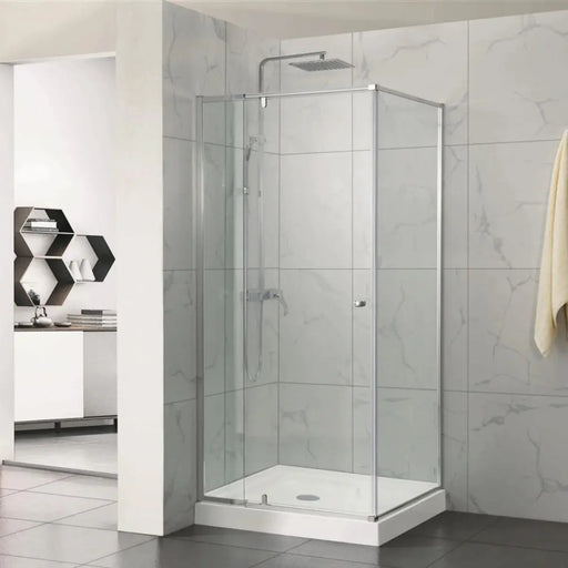 SEMI-FRAMELES SHOWER SCREEN PIVOTAL DOOR CHROME/BLACK FIL Kitchen Bathroom