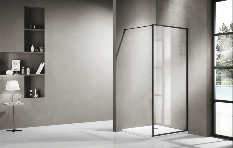FRAMED WALK IN SHOWER SCREEN GLASS BLACK FIL Kitchen Bathroom