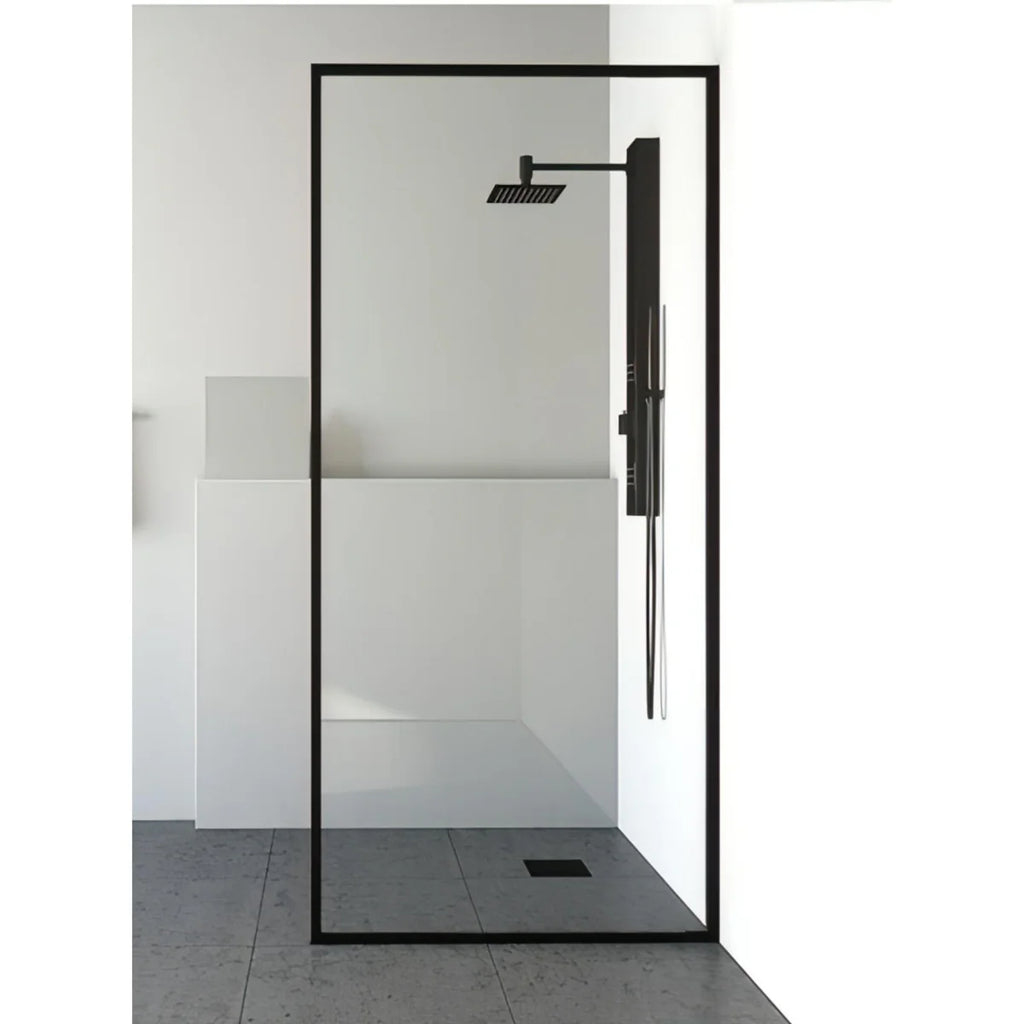 FRAMED WALK IN SHOWER SCREEN GLASS BLACK