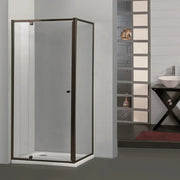 SEMI-FRAMELESS PIVOTAL DOOR SHOWER SCREEN Chrome/Black/Light Gold FIL Kitchen Bathroom