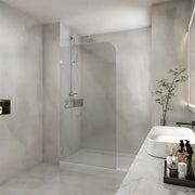 FRAMELESS SINGLE PANEL WITH CORNER CURVED TOP SHOWER SCREEN FIL Kitchen Bathroom