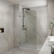 FRAMELESS SINGLE PANEL WITH CORNER CURVED TOP SHOWER SCREEN FIL Kitchen Bathroom