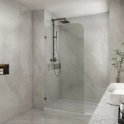 FRAMELESS SINGLE PANEL WITH CORNER CURVED TOP SHOWER SCREEN FIL Kitchen Bathroom