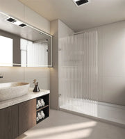 FRAMELESS SINGLE PANEL WITH NARROW LINE FLUTED GLASS SHOWER SCREEN FIL Kitchen Bathroom