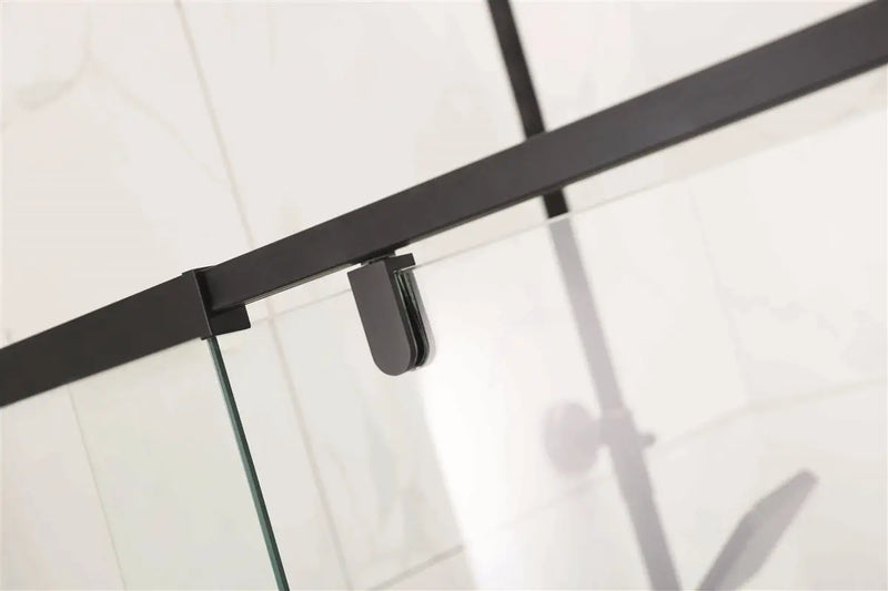 SEMI-FRAMELES SHOWER SCREEN PIVOTAL DOOR CHROME/BLACK FIL Kitchen Bathroom