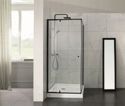 SEMI-FRAMELES SHOWER SCREEN PIVOTAL DOOR CHROME/BLACK FIL Kitchen Bathroom