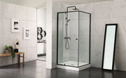SEMI-FRAMELES SHOWER SCREEN PIVOTAL DOOR CHROME/BLACK FIL Kitchen Bathroom
