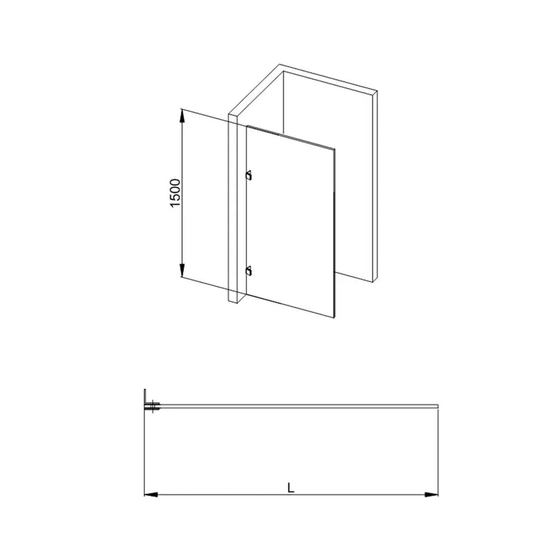 Covey Frameless Fixed Bathtub Curved Corner Shower Screens (750mm) COVEY