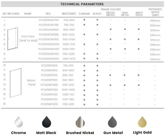 Covey Australia Chrome Semi-Frame less Pivotal Door - FIL Kitchen Bathroom