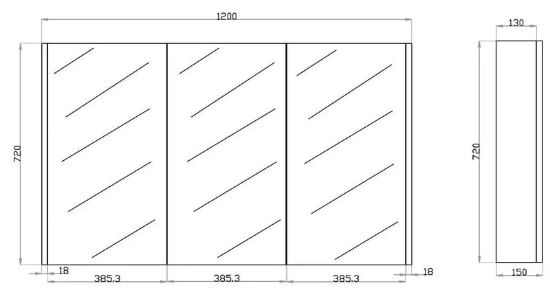 GREY MIRROR SHAVING CABINET 1200MM FIL Kitchen Bathroom