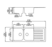 KITCHEN SINK QUARTZ DOUBLE BOWL MATTE BLACK 1160mm POSEIDON