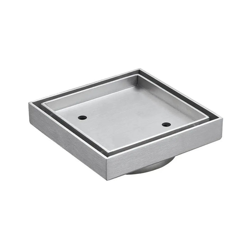 Brushed Nickle Slim Square tile insert floor drain (90 mm outlet)D444BN