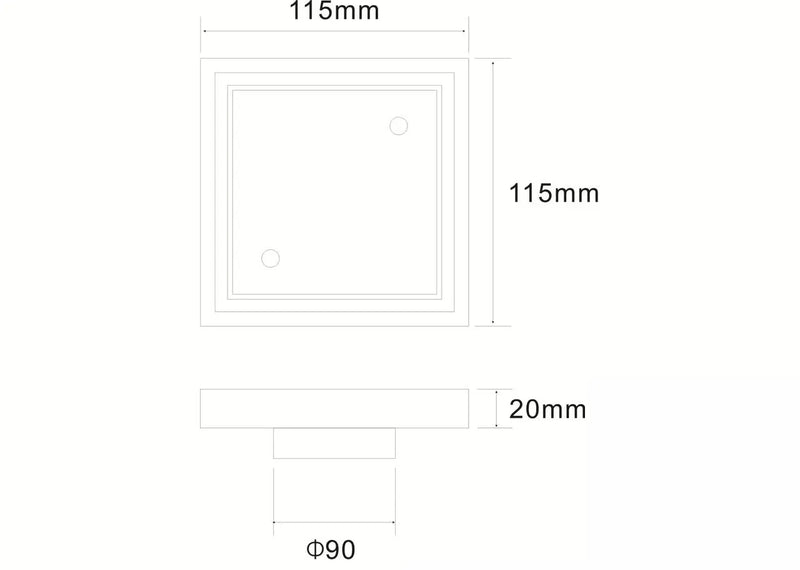Brushed Nickle Slim Square tile insert floor drain (90 mm outlet)D444BN