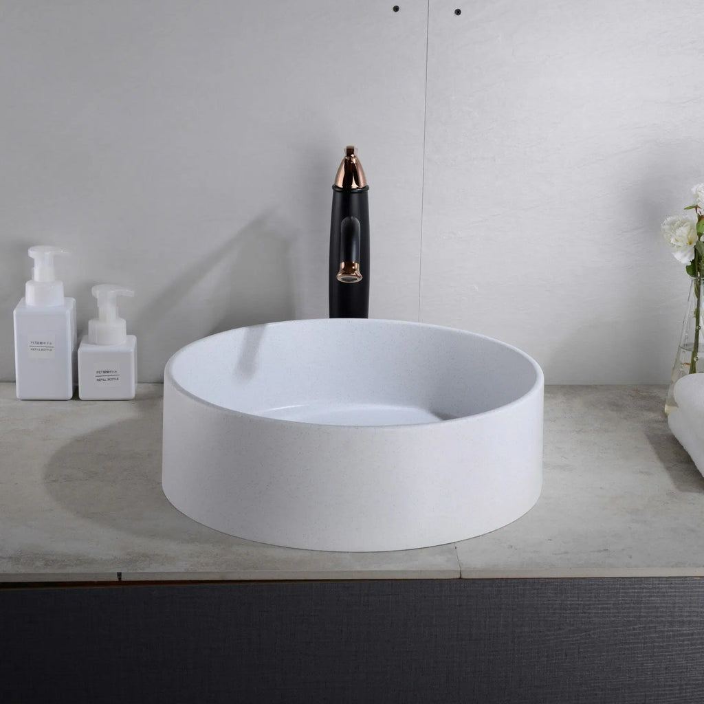 Above Counter Quartz Basin Round Matte Black/Matte White/Matte Grey 410*410*130mm