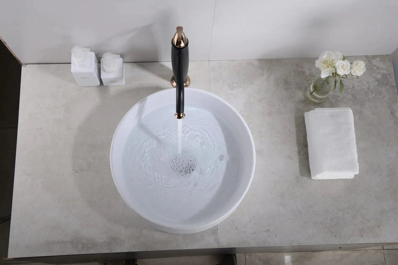 Above Counter Quartz Basin Round Matte Black/Matte White/Matte Grey 410*410*130mm - FIL Kitchen Bathroom