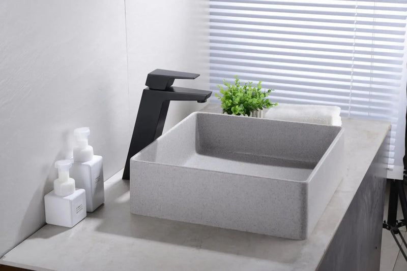 Quartz Above Counter Basin Square Matte Black/Matte White/Matte Grey 380*380*128mm - FIL Kitchen Bathroom