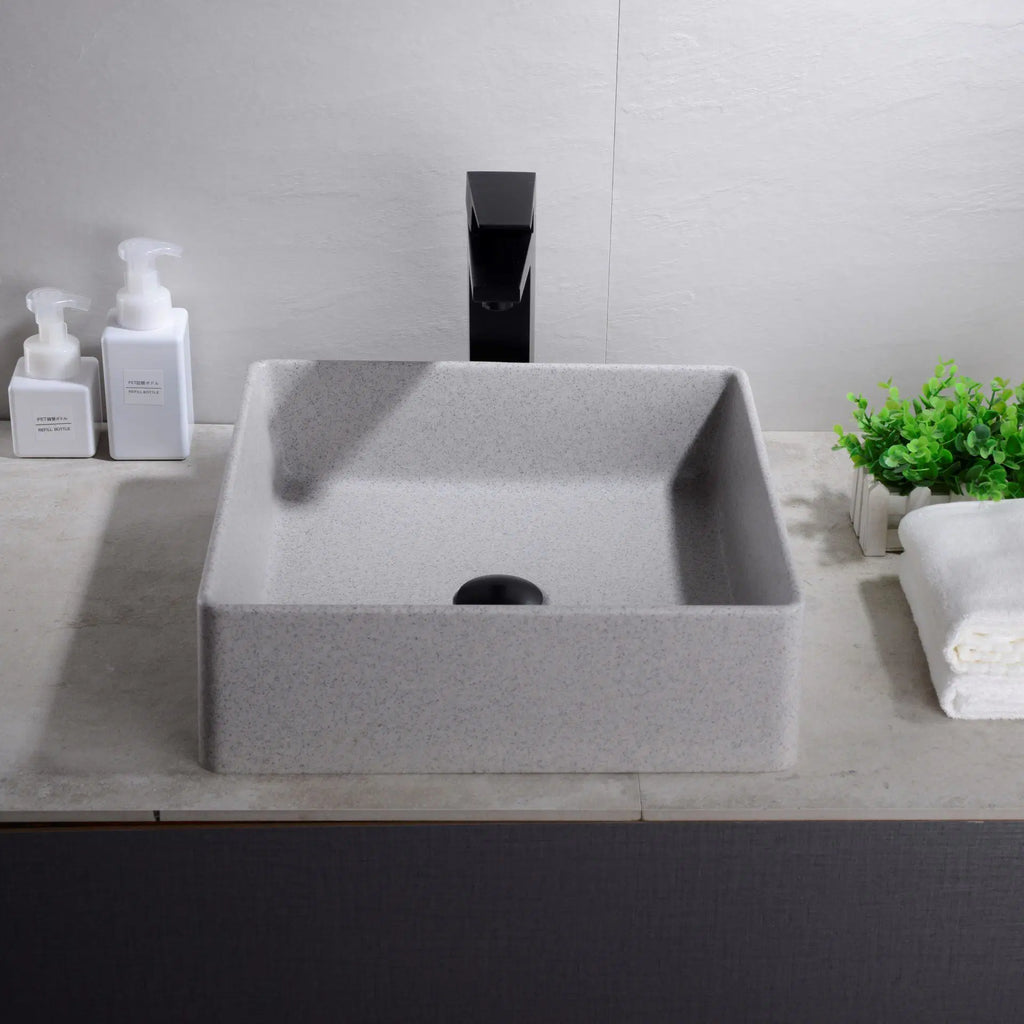 Quartz Above Counter Basin Square Matte Black/Matte White/Matte Grey 380*380*128mm