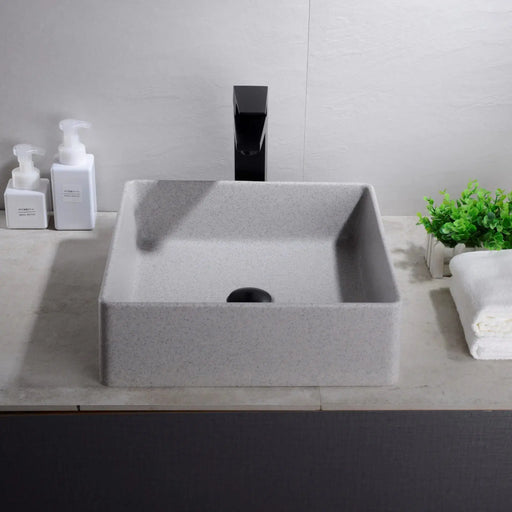 Quartz Above Counter Basin Square Matte Black/Matte White/Matte Grey 380*380*128mm - FIL Kitchen Bathroom