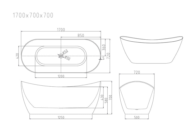 Disney Ultra-Thin Freestanding Bathtub - Gloss White mercioaustralia