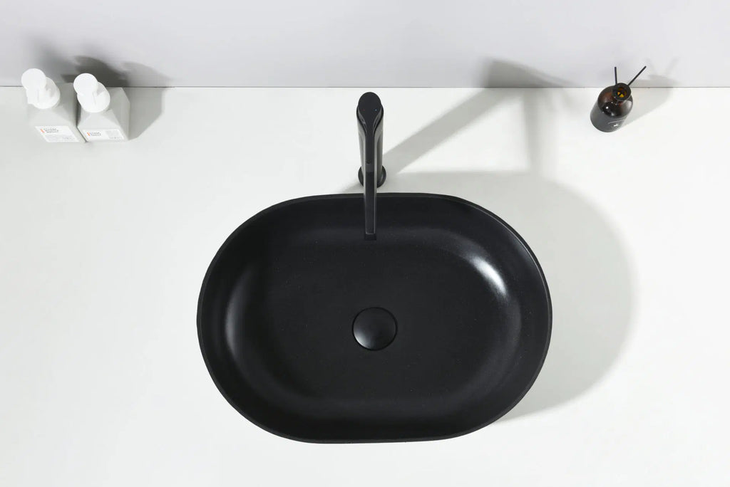 Above Counter Quartz Basin Oval Matte Black/Matte White/Matte Grey 508*361*140mm