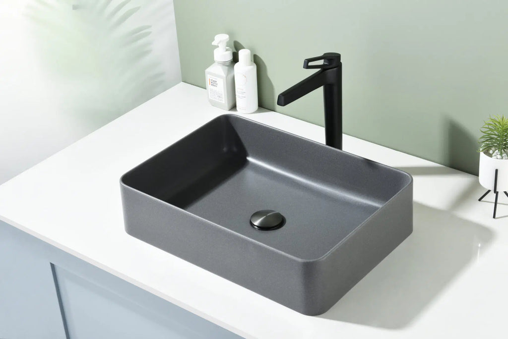 Above Counter Quartz Basin Rectangle Matte Black/Matte White/Matte Grey 510*365*125mm