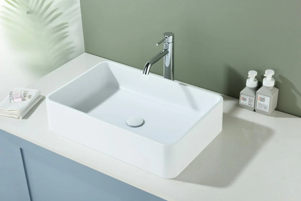 Above Counter Quartz Basin Rectangle Matte Black/Matte White/Matte Grey 600*400*140mm
